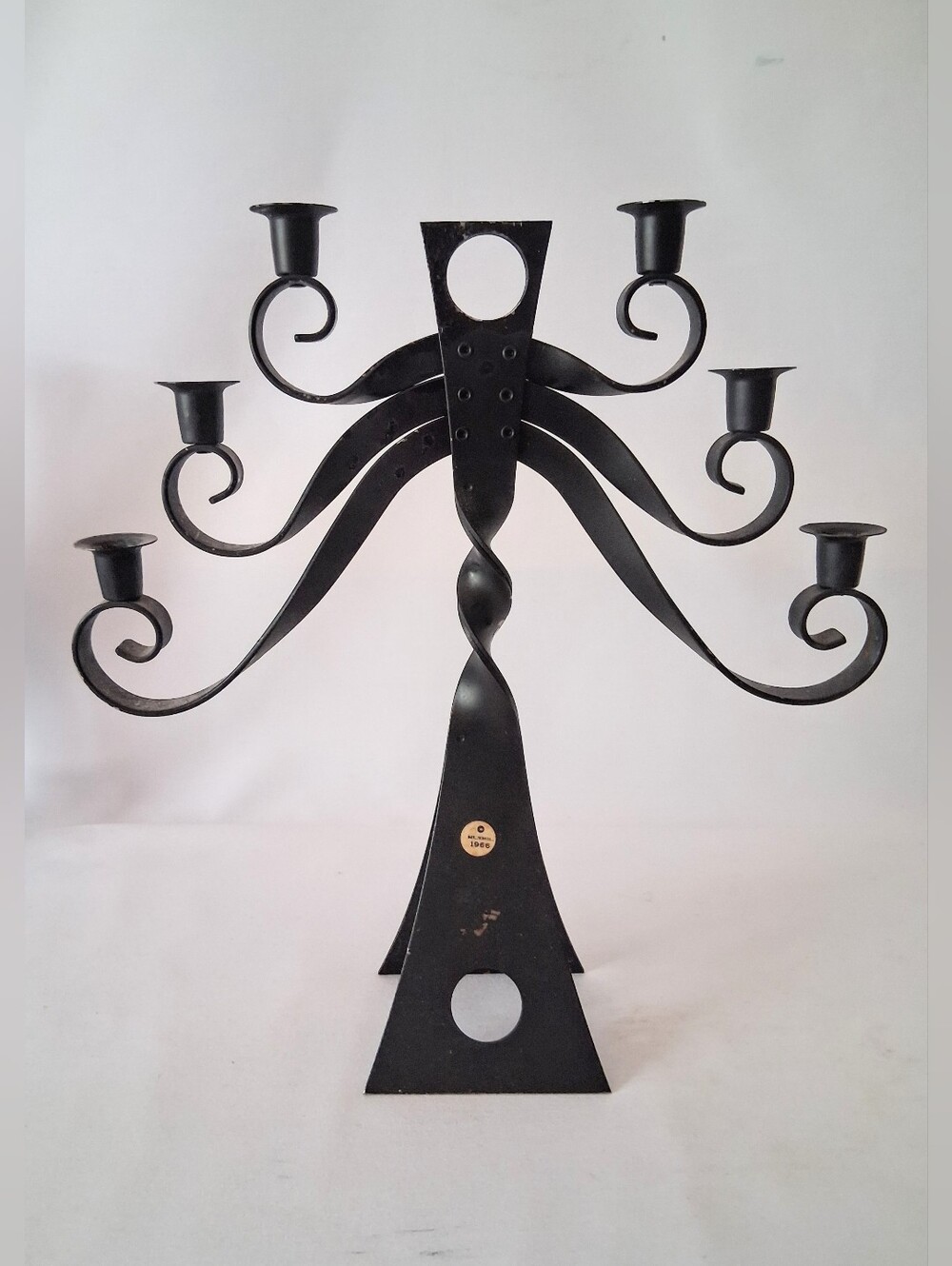 1966 RUBEL Hand Forged Iron Brutalist 6 Candle Holder OOAK Piece